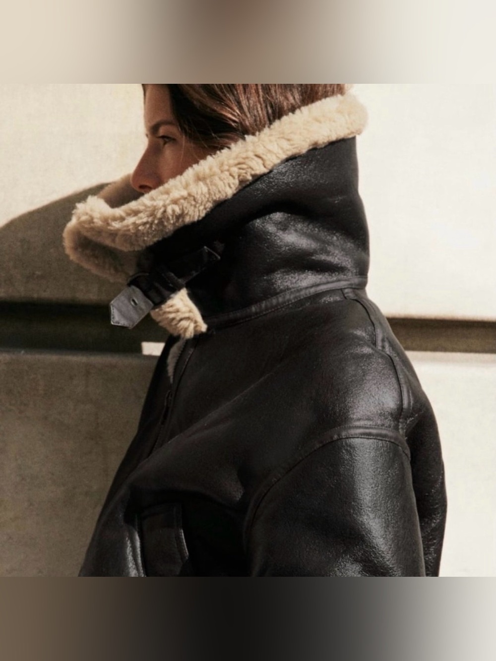 Zara Faux Leather Shearling Aviator Jacket | XS | NWT - Picture 5 of 10